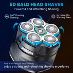 KENSEN Electric Head Shaver for Bald Men 6D Magnetic Razor Hair Trimmer USB Rechargeable LED Display Waterproof Beard Shavers 2